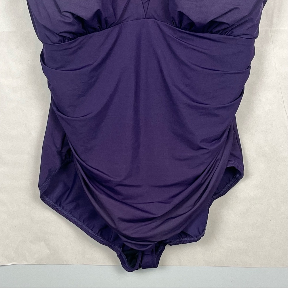 Lands End Women's SlenderSuit Grecian Low Leg 1 Piece Swimsuit, Blackberry, 20W - Picture 5 of 10